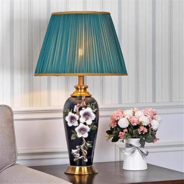 Imagem de Luminária de mesa contemporânea de luxo em cerâmica com LED, estilo retrô americano, perfeita para decoração de sala de estar, quarto, escritório, casa de campo ou hotel (Estilo 11)
