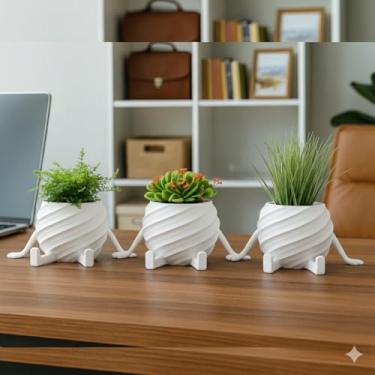 Imagem de Kit com 3 vasos decorativos para decoraçao (branco)