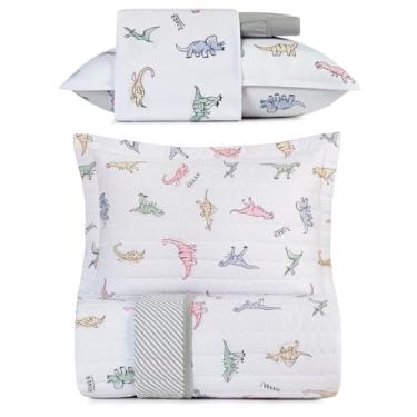 Imagem de Kit Colcha e Lençol Solteiro Infantil Mundo Kids Malha Fio Penteado Altenburg Cama 100% Algodão 4 Peças (Rugidino)