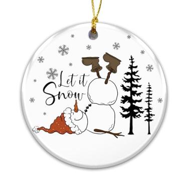 Imagem de Enfeite divertido de boneco de neve 2025, enfeite Let It Snow – presente para família e amigos – boneco de neve caído fofo com chapéu de Papai Noel e botas – decoração bem-humorada de Natal, presente
