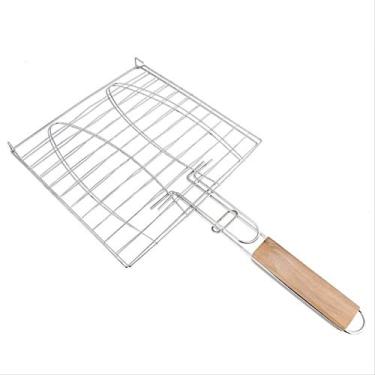 Imagem de Cesta de churrasqueira, grelha para churrasco, clipe de malha de churrasco, clipe de peixe grelhado de aço inoxidável, acessórios de ferramentas domésticas com alça para churrasco