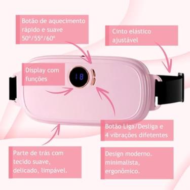 Imagem de Cinto Quente Inteligente - Massageador Cinta Para Alíviar Dor Cólica Menstrual Elétrico Cor Rosa