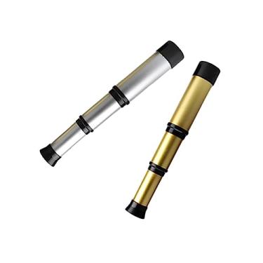 Imagem de Healifty 2Pcs Retractable Telescope for Science Exploration Portable Monocular Spyglass for Travel Hiking and Sightseeing Student Gift in Gold Silver