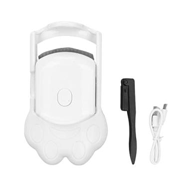 Imagem de Modelador de cílios aquecido USB recarregável de ondulação rápida clipe de rímel de longa duração com pente de aço branco perfeito para viagens e uso diário