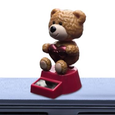 Imagem de Ornamentos de para painel - ornamentos de painel de de urso movido a energia solar, estatuetas de animais balançando a cabeça pequenas figuras, acessórios de mesa para decoração para