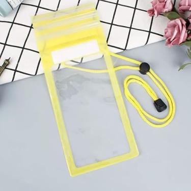 Imagem de Capa Protetora Impermeável Transparente para Celular Universal – Proteção Completa para Praia Piscina e Atividades ao Ar Livre (Amarelo)