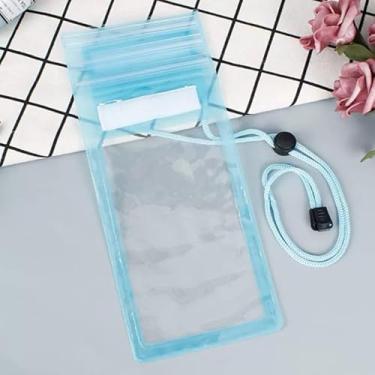 Imagem de Capa Protetora Impermeável Transparente para Celular Universal – Proteção Completa para Praia Piscina e Atividades ao Ar Livre (Azul)