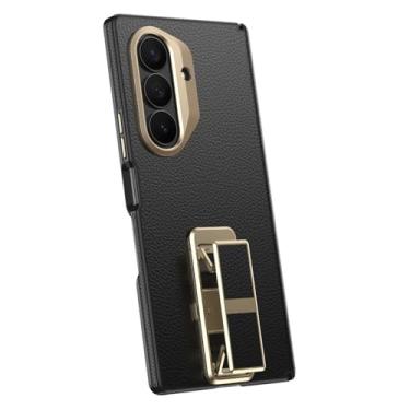 Imagem de FWYANZH Capa para Samsung Galaxy Z Fold 7, alça de pulso de couro capa traseira de telefone proteção de dobradiça à prova de choque, capa com suporte, preta, dobra 7