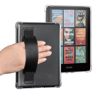 Imagem de iDLEHANDS Capa transparente para tablet de 7 polegadas – Capa transparente de TPU ultra fina e leve com alça de mão, não compatível com Kobo Clara, preta