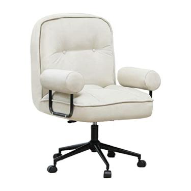 Imagem de Cadeira de mesa de escritório em casa, cadeira giratória para computador com apoios de braços e encosto confortável, para sala de estar, maquiagem, estudos