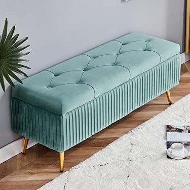 Imagem de Banqueta Ottomans para pés com banco de pés de armazenamento oculto estofado com pernas de metal - banco de cabeceira de cama, banco de janela para sala de estar quarto/cor 11/120 x 40 x 45 cm
