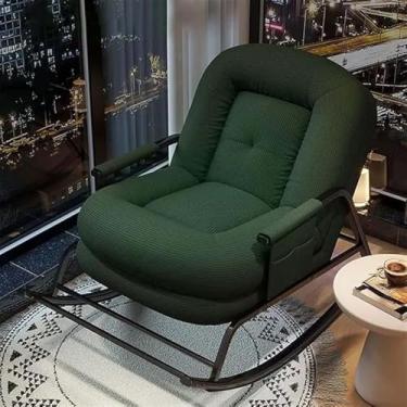 Imagem de Cadeira de balanço confortável para sala de estar, poltrona e bolso, poltrona estofada, cadeira de balanço com estrutura metálica (tamanho único verde-escuro)