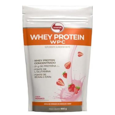 Imagem de Whey Protein WPC Pouch (900g) Vitafor, Morango