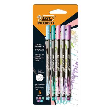 Imagem de Caneta Hidrográfica Intensity Pastel 5 Cores 0,4mm Bic Ponta Ultra Fina