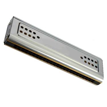 Imagem de Gaita profissional de 24 furos dupla face Vibrato Harmonica com teclas C&G Design resistente, durável, requintado e leve