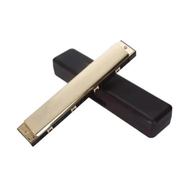 Imagem de Gaita C polifônica clássica de 24 furos para iniciantes e adultos (ouro)