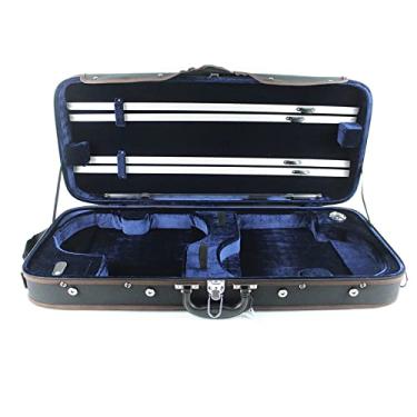 Imagem de Estojo De Violino Duplo De Madeira 4/4 De Tamanho Completo Com Forro Azul Forte E Resistente Com Higrômetro Tamanho Completo Estojo de Violino