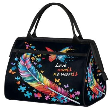 Imagem de Bolsa pequena para o fim de semana para mulheres e homens, design de autismo, bolsa de viagem dobrável, Cor: 14, 15.2*8.3*11.6 inch, Moderno