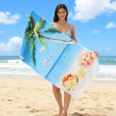 Imagem de Toalha de praia para adultos grande microfibra secagem rápida sem areia leve toalha de viagem para piscina, academia, uso ao ar livre