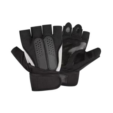 Imagem de oshhni Conjunto de 2 Luvas de Treino Sem Dedos Antiderrapantes de Silicone Preto, Resistentes, Acessórios para Levantamento de Peso, para Homens e Mulheres, L