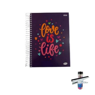 Imagem de Kit Caderno Femininos 20 Matérias Capa Dura 400 Folhas com Caneta e Grampeador