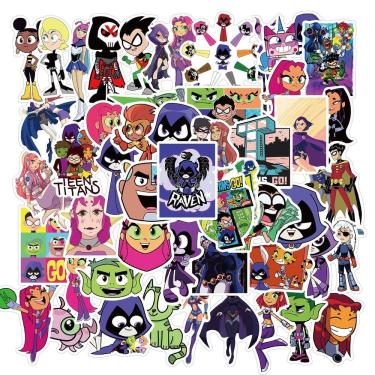 Imagem de Pacote de adesivos Teen Titans Anime, vinil impermeável, 50 unidades