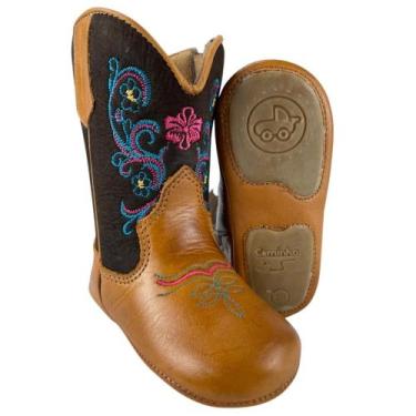 Imagem de Bota Texana Original Caminhos da Roça Para Bebê Couro Legítimo Marrom 
