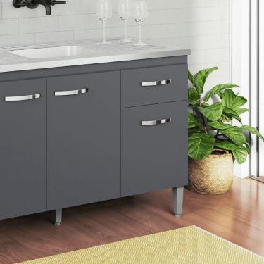 Imagem de Balcão Gabinete De Pia Cozinha Multiuso 120cm Sem Tampo Gabriela Cinza Fosco- Mabe Magazine