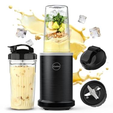 Imagem de iCucina Liquidificadores para vitaminas e vitaminas, liquidificador pessoal de 1000 L x 2 copos portáteis para combinar com tampas para frutas congeladas, bebidas de proteína, gelos, 13