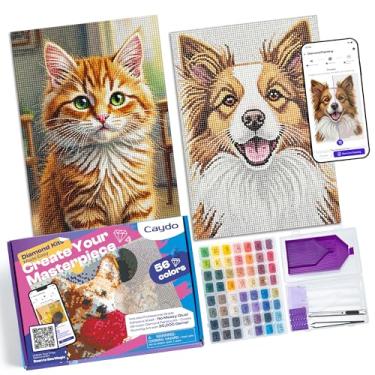 Imagem de Caydo Kits de pintura de diamante para adultos com aplicativo de design personalizado - Converta fotos em modelos personalizados em 5 minutos, inclui 3 telas A4, 30.000 peças de diamantes de 2,88 mm