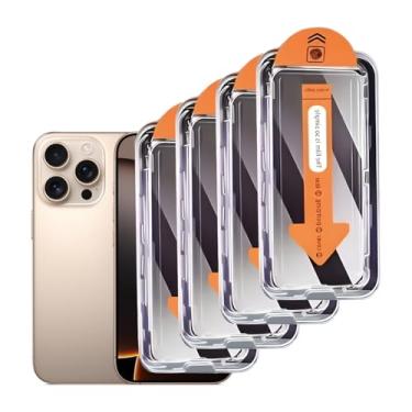 Imagem de Pacote com 4 protetores de tela de privacidade fosco para iPhone 16 Pro/17 de 6,3 polegadas, vidro temperado 9H, cobertura total, anti-impressões digitais, eliminação automática de poeira, sem bolhas