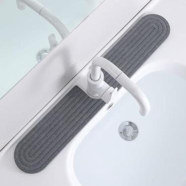 Imagem de Tapete de torneira para pia de cozinha, protetores de pia de secagem de pedra de diatomita, protetor de respingos de torneira de banheiro, absorção de água de secagem rápida, bandeja de pedra