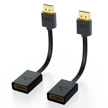 Imagem de VCE Pacote com 2 adaptadores HDMI macho para fêmea com extensão HDMI conversor banhado a ouro para Google Chrome Cast, Roku Streaming Stick