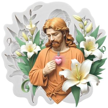 Imagem de MYPRACS Molde de silicone para fondant de flor de Jesus para decoração de bolo de açúcar, topo de cupcake, pasta de goma de chocolate, argila de polímero