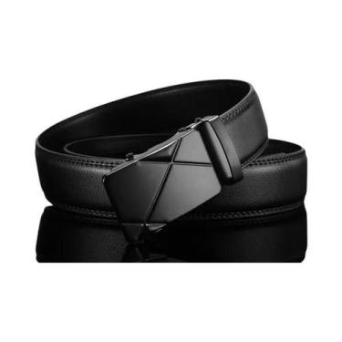 Imagem de Cinto De Couro Preto Masculino De Alta Qualidade Com Fivela Automática