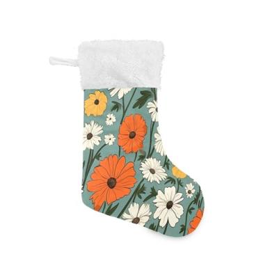 Imagem de xigua Meia de Natal de margarida colorida personalizada grande meia de doces presente para pendurar meias de Natal para decoração de festa de férias em família, decoração de lareira