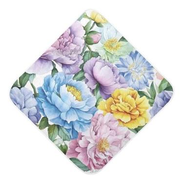 Imagem de Burbuja Toalha de banho Butterfly Baby - Toalha com capuz de musselina macia e absorvente para recém-nascidos e bebês, 76 x 76 cm