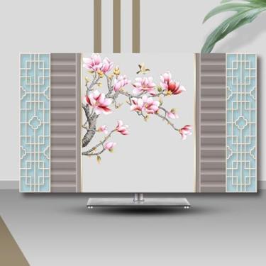 Imagem de Capa contra poeira para TV interna de 32 a 80 polegadas Protetor de tela de TV extensível para pendurar curvado/plano LED à prova de poeira com design de abertura traseira decoração de quarto/sala de