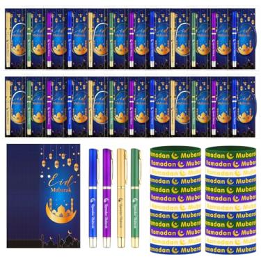 Imagem de Ctosree Conjunto de 24 canetas esferográficas a granel com cartões de marcador de página e pulseiras de silicone, lembrancinhas de festa, presentes, enchimentos de sacos de brinde (Eid)