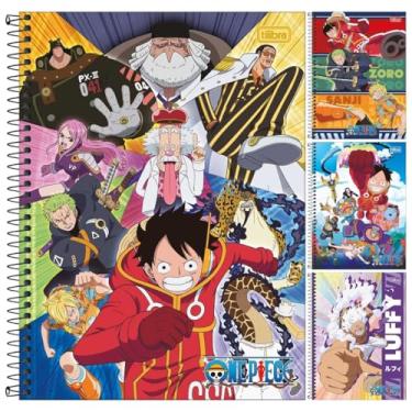 Imagem de Kit C/ 4 Caderno One Piece TILIBRA Universitário ESPIRAL - 1 Matéria 80 Folhas