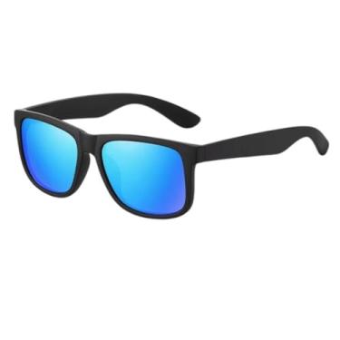 Imagem de Óculos de Sol Esportivo Retangular Unissex com Lentes Polarizadas - Ideal para Corrida, Beach Tennis e Vôlei - Proteção UV400 - Kranndom (Preto, Azul)