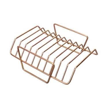 Imagem de ShengQuanHao Grelha para Costelas Robusta E de Alta Qualidade em aço Inoxidável, Ideal para Forno, Grelha E Jardim – Perfeita para Piqueniques E Churrascos, Rosa Ouro, Tamanho real