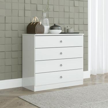 Imagem de Cômoda para Quarto com 4 Gavetas 75x69cm London Branco 6504