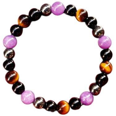 Imagem de Pulseiras elásticas com contas para mulheres, ametista olho de tigre para proteção de aura, feita à mão, contas de cristal natural, joias, One Size, Pedra, Sem Pedra Preciosa