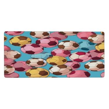 Imagem de Tapete de rato grande e divertido de futebol à prova d'água para computador com base de borracha antiderrapante para escritório, computador, teclado, laptop e mesa de casa, 89,9 x 39,9 cm