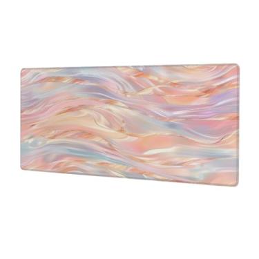 Imagem de Tapete de mouse grande de mármore colorido abstrato à prova d'água com protetor de mesa estendido para computador, base de borracha antiderrapante para escritório, computador, teclado, laptop e mesa