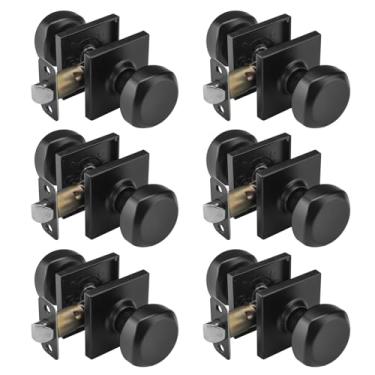 Imagem de NCSEN Pacote com 6 maçanetas pretas internas, maçaneta quadrada para hall e armário, maçaneta de porta de passagem resistente sem travamento