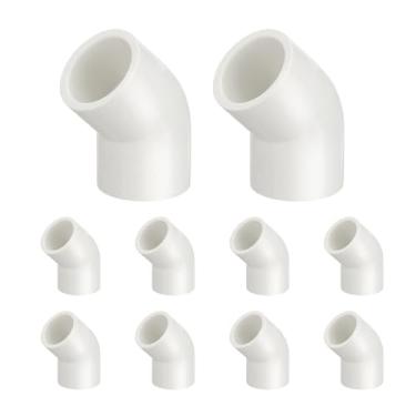 Imagem de DTGN 8 peças 1/5.1 cm 45 graus cotovelo de PVC, encaixe de tubo de PVC de grau de mobiliário bidirecional SCH40, conector de cotovelo de canto DIY para móveis de construção, conexão de estrutura de
