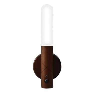 Imagem de Luz Noturna com Sensor de Movimento para Ambiente Interno Madeira Recarregável Modo Sempre Ligado Desligado Luzes Parede Ímã Autoadesivas Quarto Escada Corredor Cozinha
