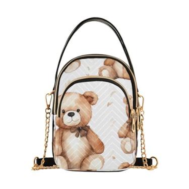 Imagem de Bolsa tiracolo feminina colorida com rosas em preto, bolsa tiracolo leve, Ursinhos de pelúcia marrom e branco - 4, One Size